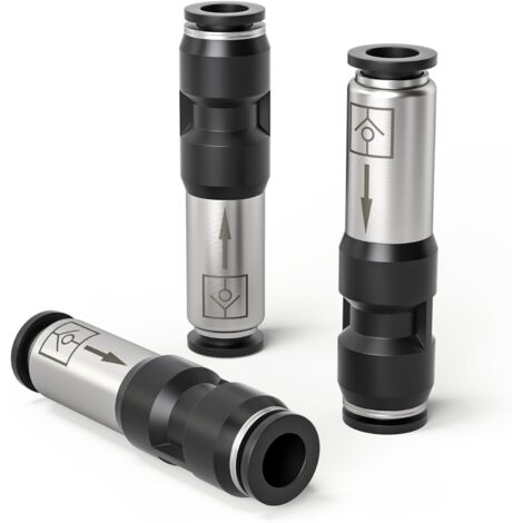 Clapet anti-retour pneumatique droit 3 pièces 6 mm pour raccordement aux orifices d'échappement d'air comprimé (1/5)