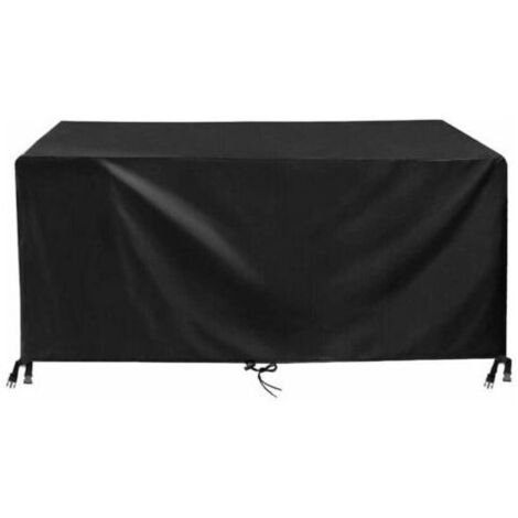 Ulisem Housse Table de Jardin 150x90x75cm Noir 420D Tissu Oxford Impermable Rsistance Anti-UV Bache Table De Jardin Housses de Protection pour mobilier de Jardin avec Corde et Boucle de Verrouillage (1/5)