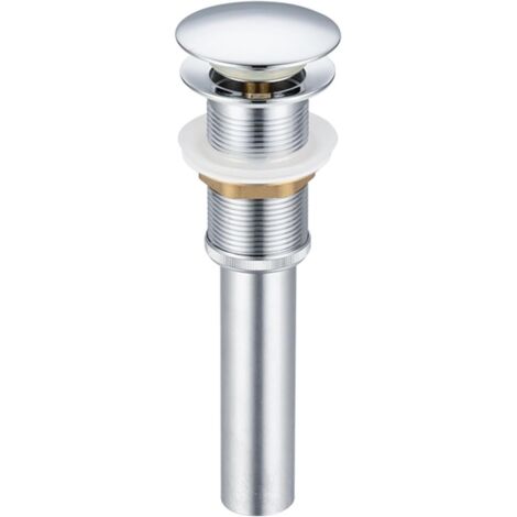 Robinet de vidange sans trop-plein, chromé, anti-odeurs, robinet de vidange universel avec joint d'étanchéité, adapté aux lavabos, chromé (1/2)