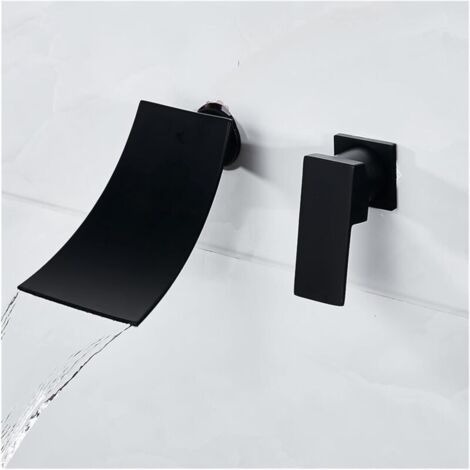 Ulisem Robinet de salle de bain à montage mural cascade – Robinet moderne à poignée unique pour baignoire, Chromé (1/4)