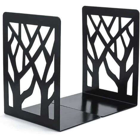 1 Paire Serre Livres, Serre-Livres en Metal, Serre-Livres Décoratifs Antidérapants, Serre-Livres CD, Cale Livre en Métal, Support de Serre-Livres, pour Écoles, Bureau, Maison (Noir) (1/5)