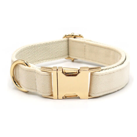Collier pour chien ultra doux en velours côtelé naturel fabriqué pour chiens de taille moyenne à peau sensible, blanc crème
