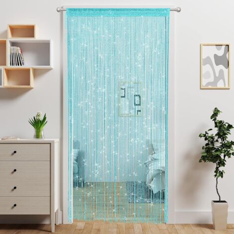 Coocheer – Rideau de porte perlé 100×200 cm – 100% polyester avec fils en Lurex argenté – Panneau à pampilles scintillantes – Séparateur de pièce décoratif (1/4)