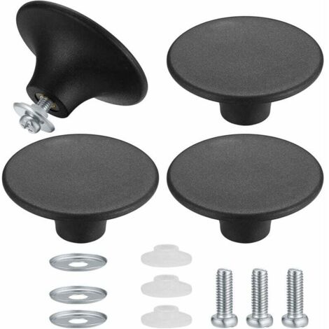 XVX 4 Pièces Boutons de Couvercle de Casserole, Boutons de Couvercle de Pot, Poignée Casserole Universelle de Cuisine en Acier Inoxydable Résistant - Noir (1/5)