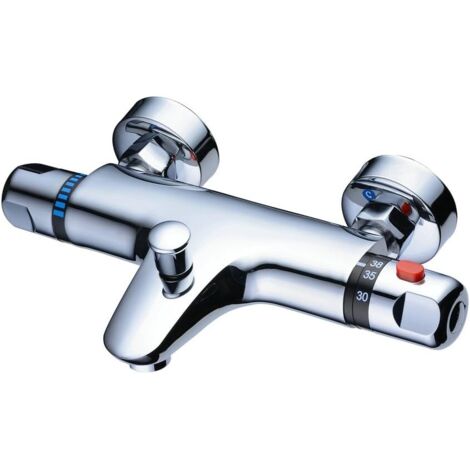 Mitigeur thermostatique de douche Mitigeur bain douche chromé moderne, douche thermostatique anti-brûlure apparente avec bec de remplissage (1/5)