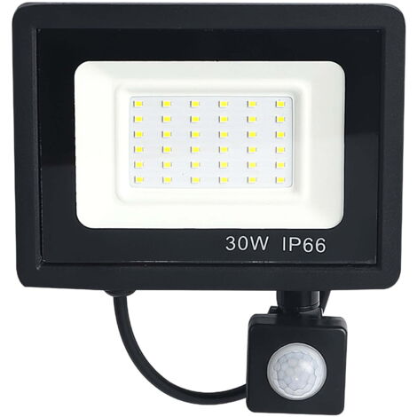 Projecteur LED 30W Noir détecteur de mouvement extérieur IP65 Température de Couleur: Blanc froid 3000k/6500K - RWProjecteur à détecteur de mouvement (1/5)