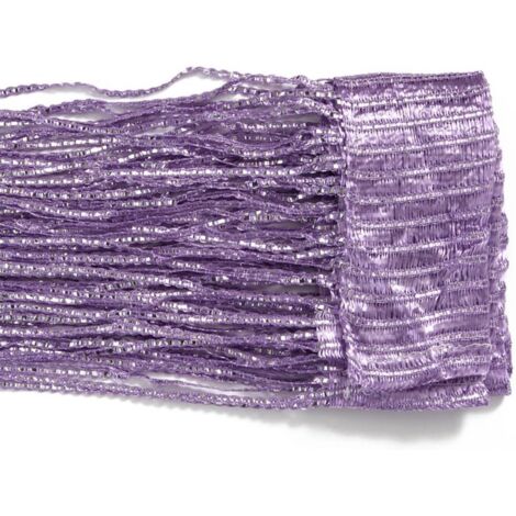 Rideaux à pompons 100 x 200 cm, cloisons à pompons, adaptés aux portes, fenêtres, maison, décoration, événements, décoration (violet clair) (1/5)