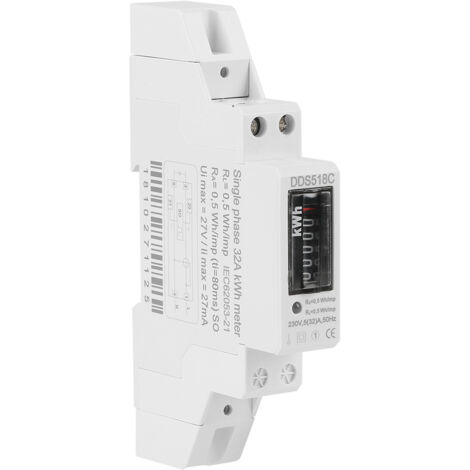 Compteur d'énergie monophasé de type rail 5-32 A 230 V 50 Hz DDS518C (1/5)
