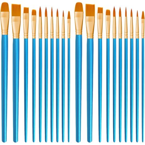Lot de 20 pinceaux de Peinture en Nylon pour Peinture Acrylique, Huile, Aquarelle, Gouache, Peinture faciale pour Enfants et Adultes (Bleu) (1/5)