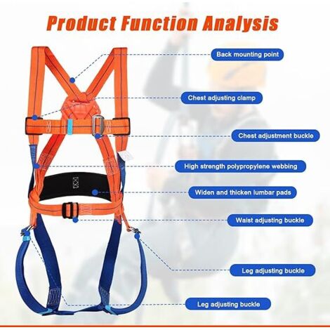 Ceinture SéCurité Anti-Chute, Kits Antichute De Sécurité 5 Points, Ergonomique Réglable Protection Antichute Baudrier Escalade,Max 100kg, pour Escalade Travail en Hauteur (1/4)