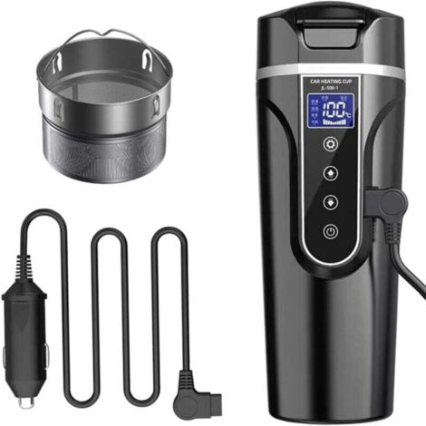 Bouilloire électrique de voiture 500 ml 12V/24V Acier inoxydable 304 Température réglable 40-90 °C Écran LCD Cordon 130 cm (1/5)