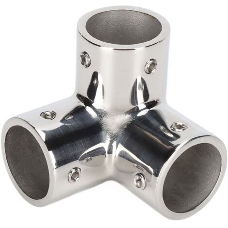Ulisem Raccord en T, Joint en T d'angle à 3 Voies, Raccords de Tuyau Coudés en Acier Inoxydable 316 Poli Miroir pour Main Courante de Yacht (Φ22mm) (1/4)