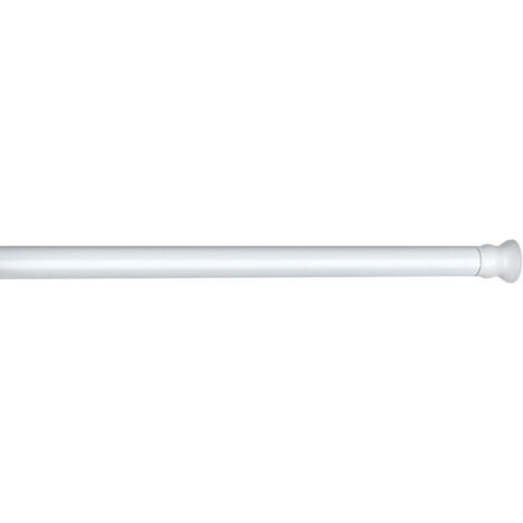 Ulisem Tringle rideau de douche télescopique blanc, Barre de douche extensible, fixation sans perçage par torsion, aluminium inoxydable - embout en caoutchouc, Ø 20 mm x 110 - 185 cm (1/5)