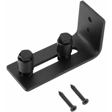 Rails de sol de porte de grange, Rails de rouleaux inférieurs réglables en acier au carbone pour mur de porte coulissante en bois/rouleaux noirs de porte (1/4)