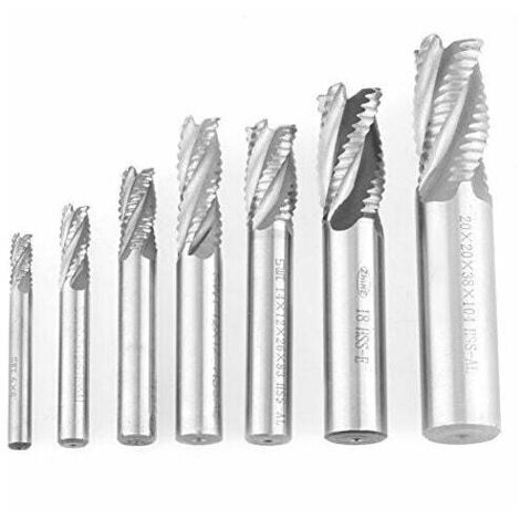 XVX 7PCS Fraise en Bout Mèches Forets à Tige Droite HSS 4 Flûtes 6-20 mm CNC pour perceuse Ensemble d'outils pour matériel en aluminium et en fer (1/5)