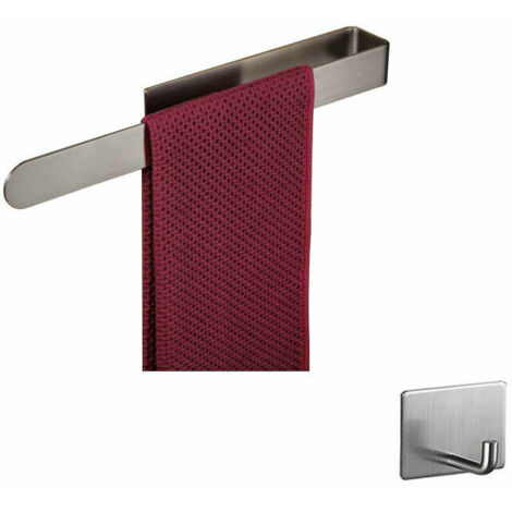 Porte-serviettes autocollant en acier inoxydable, porte-serviettes mural en acier inoxydable, anneau porte-serviettes de salle de bain moderne, porte-serviettes de salle de bain 37 cm avec crochet - R (1/5)