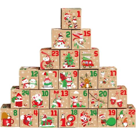Boîte de Calendrier de l'Avent 777cm,24 Calendrier de l'Avent,Bricolage, boîte de Calendrier de Noël, Boîte de l'Avent, Bricolage Calendrier de l'avent en Carton Composé de 24 Boîtes (1/5)