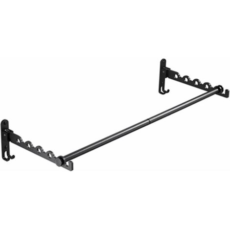 Ulisem Portant à Vêtements Mural, Pliable Tringles à Vêtement Cintre Pliant Mural, Porte-Vêtements de Mur en Métal, Étendoir Séchoir à Linge pour Chambre Bain, 80 cm Long Noir (1/5)