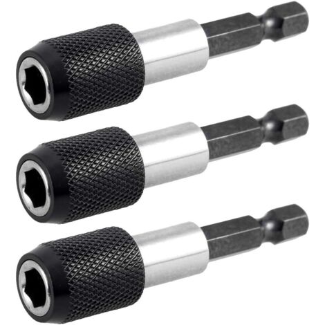 3 pièces 6.35mm 60mm tige hexagonale porte-embout tournevis magnétique tournevis barre d'extension poignée dégagement rapide tournevis porte-embout pour vis écrou perceuse pilote - RW (1/5)