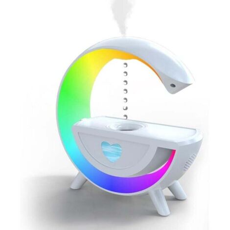 Humidificateur anti-gravité avec lumière LED en forme de G 300 ml, haut-parleur Bluetooth, gouttes d'eau, humidificateur portable avec arrêt automatique pour chambre à coucher (1/4)