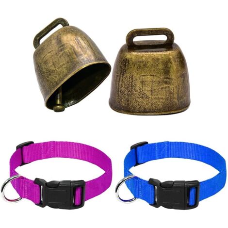 Enowelir Cloche De Vache en Métal Set 2 Pièces Cloches en Métal 2 Pièces Collier en Nylon Cloche Vache Clochette Grelot Cloche De Vache Ferme De Bell Ferme Animal Cloche Antivol Accessoires (1/4)