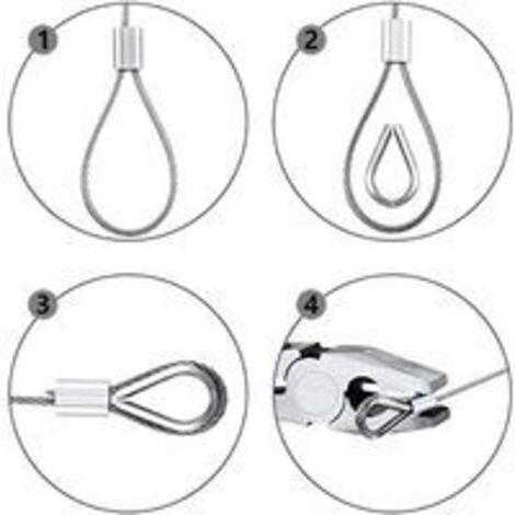 Câble Métallique Inox 2 Mm 50 M - Corde Acier Inoxydable Gainée PVC + Accessoires Sertissage - Idéal Plantes, Linge, Lumière