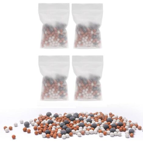 Détartrant de douche, filtre détartrant, lot de 4 pièces de rechange pour pommeau de douche détartrant, boule de bain minérale, boule de bain minérale à ions négatifs (1/5)