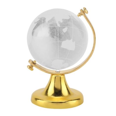 Ulisem Boule de cristal 3D Globe du Monde - Mini sphère en verre transparent avec carte mondiale, poids-papier déco bureau maison, cadeau chic (Or) (1/4)