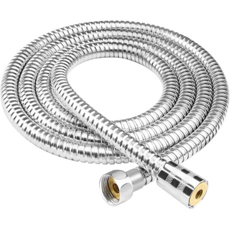 Tuyau de douche 2m en acier inoxydable 78 pouces Tuyau de douche extra long Remplacement du chrome par des écrous en laiton (1/4)