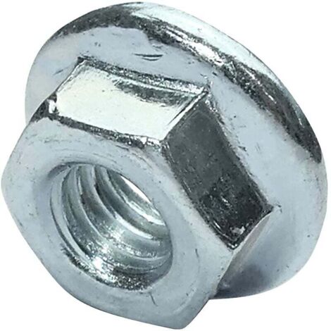 C49643 - Lot de 100 écrous hexagonaux à collerette/embase crantée M6 Ø extérieur 13mm - en acier au carbone dureté 8 - écrou de sécurité autofreiné - DIN 6923 (1/3)