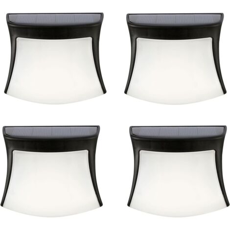 Lampe Solaire Extérieure, Lampe Solaire Murale 3 LED Étanche Éclairage de Sécurité Sans Fil Lampe Solaire de Jardin pour Patio, Cour, Maison, Allée, Escaliers (Pack de 4) - RW (1/5)