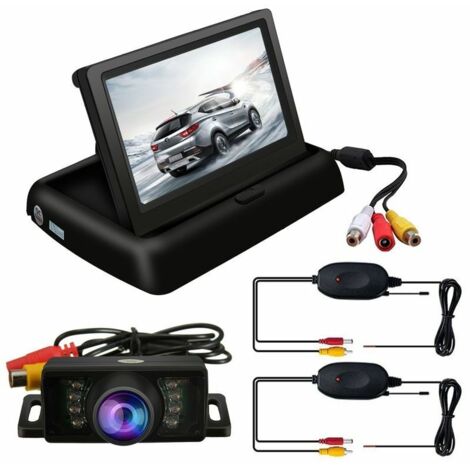 Kit caméra de recul 4,3 pouces sans fil – Moniteur LCD pliable – Vision nocturne – Caméra waterproof à 7 LEDs – Angle 120° (1/4)