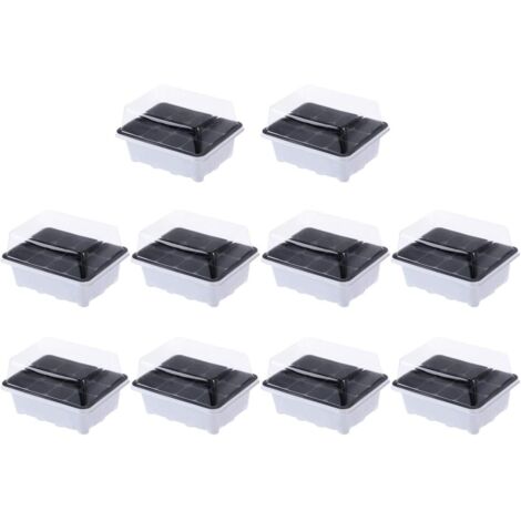 Paquet de 10 Plateaux de Semences Plateau de Germination Plateaux de démarrage Diffuseurs de serres Plant Grooming Set de serre intérieure pour la culture des plantes(12 cavités) (1/5)