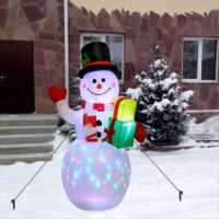 Autres décorations de Noël, bonhomme de neige gonflable de 1,5 m avec lumières LED rotatives pour fête de Noël, pelouse de jardin intérieure et extérieure, gonflage rapide à l'air