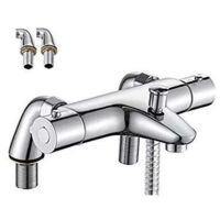 Ikodm – Mitigeur thermostatique de baignoire – Robinet en laiton massif avec finition chrome poli – Sécurité à 38°C – Installation facile G 1/2'