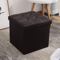 Pouf, Tabouret pouf coffre Boîte de rangement repose-pied cube.siège pliable et multifonctionnel 38x38x38cm.Noir - RWPouf