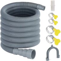 Tuyau de vidange universel pour lave-linge de 3 m avec connecteur et colliers (tuyau de vidange universel de 3 m)