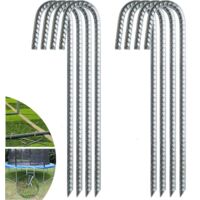 Lot de 8 Piquets de Tente en Acier galvanisé,piquets de Fixation avec Crochet en J, 12 Pouces agrafes pour aménagement paysager, Trampoline auvent ancrage au Sol en Acier très résistant.