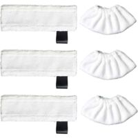 Ulisem Lot de 6 chiffons de nettoyage de rechange pour aspirateurs Karcher SC2/ SC3/ SC4/ SC5 (3 housses de buse et 3 tampons en microfibre)