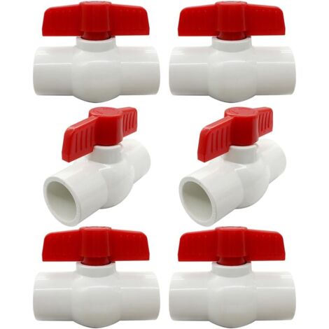 Raccord de tuyau d'irrigation à vanne à bille directe en PVC 20, avec douilles aux deux extrémités, lot de 6. (1/5)