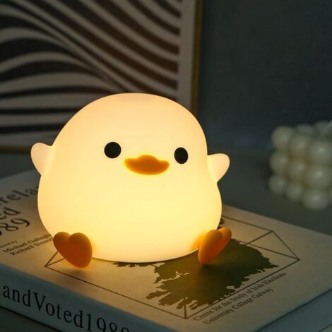 Veilleuse LED pour enfants, lampe de chevet en silicone en forme de canard avec variateur et minuterie, décoration de chambre (1/5)