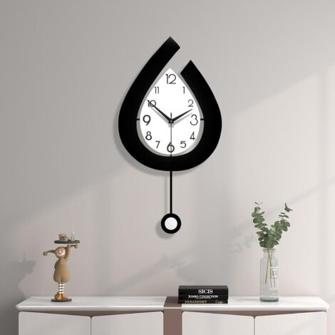 Horloge murale décorative pour salon, horloge à pendule moderne, alimentée par piles, silencieuse, sans tic-tac, dimensions 11,822,4 pouces. (1/5)