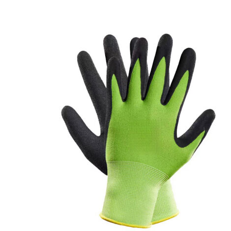 Gants de jardinage en 5 pièces, fabriqués en nylon 15 aiguilles, givrés, antidérapants, résistants à la perforation, aux coupures et à l'usure. (1/5)