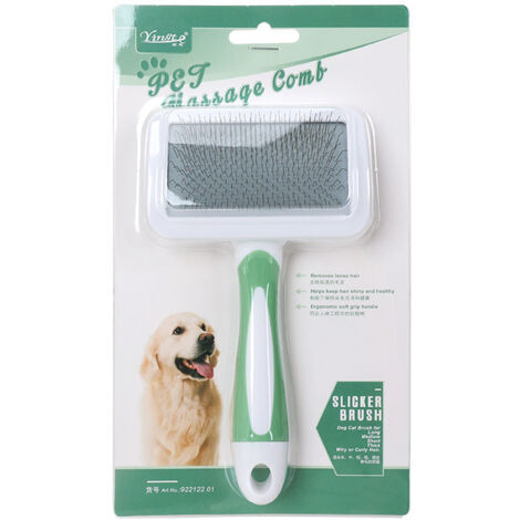 Brosse pour animaux de compagnie, idéale pour éliminer la saleté et les nœuds des poils d'animaux - Vert (1/5)