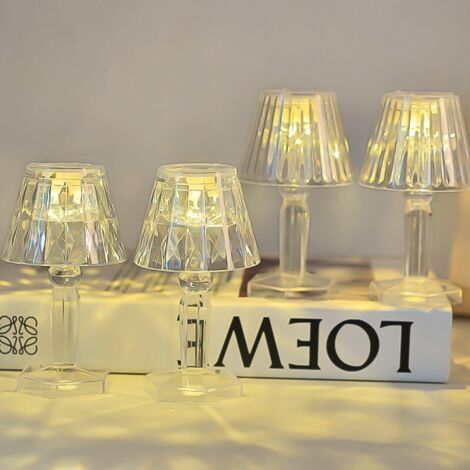 Lampe de table en cristal + lumière d'ambiance avec reflet, veilleuse LED 4 pièces, lampe de chevet pour chambre à coucher, cadeau d'anniversaire. (1/5)