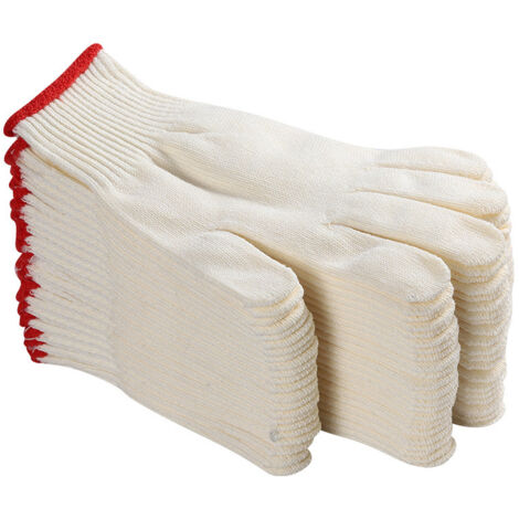 Gants de sécurité et antidérapants, gants en coton épais pour barbecue (6 paires par paquet, jaune clair) pour hommes et femmes. (1/5)