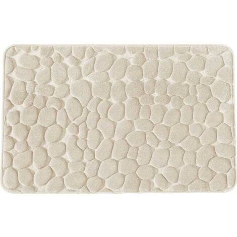 Tapis de bain galet à mémoire de forme ecru 50x80cm (1/5)