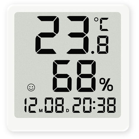 Thermomètre et hygromètre électronique numérique ultra-mince et minimaliste pour la maison, horloge électronique, thermomètre domestique, hygromètre d'intérieur, rectangulaire, blanc. (1/5)