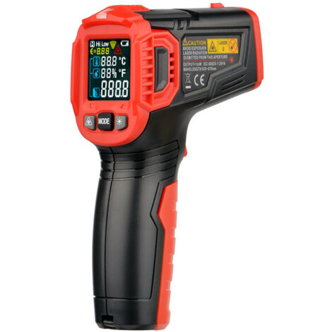 Thermomètre laser numérique infrarouge, thermomètre industriel, -30°C à 550°C – écran LCD rétroéclairé, thermomètre non frontal, pile non incluse (1/5)