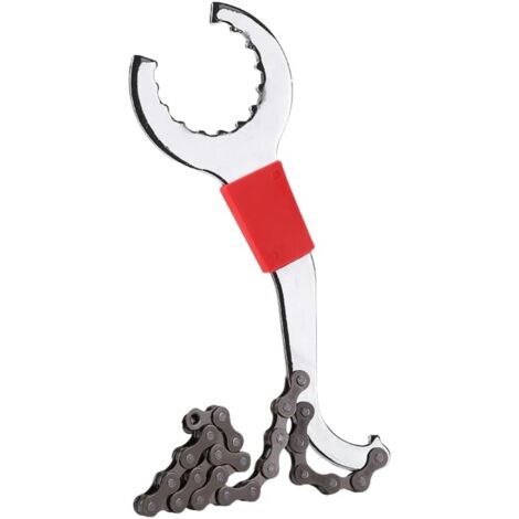 Clé à chaîne de vélo 3 en 1/clé à roue libre pour support inférieur/outil de bague de verrouillage, noir/argent (1/5)